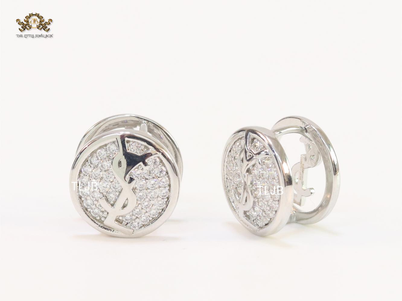 Alphabet Y & L small platinum plated CZ studs