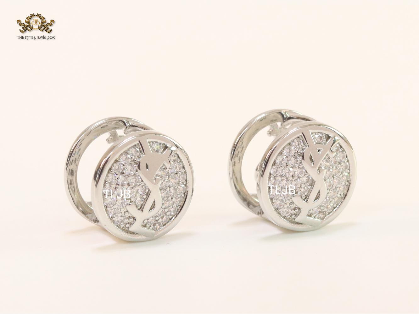 Alphabet Y & L small platinum plated CZ studs