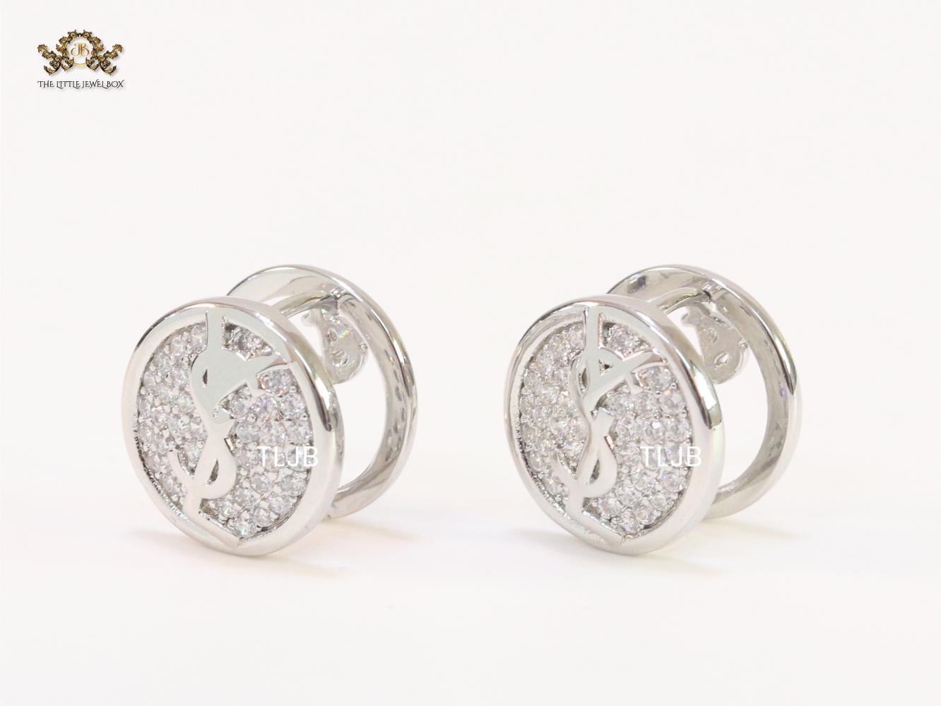 Alphabet Y & L small platinum plated CZ studs