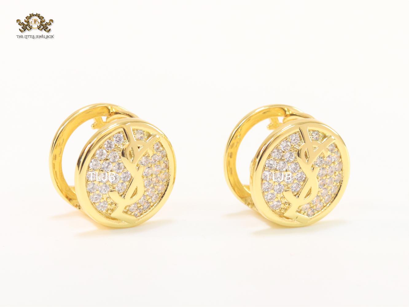 Alphabet Y & L small gold CZ studs