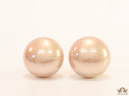 20mm button shape soft pink pearl studs