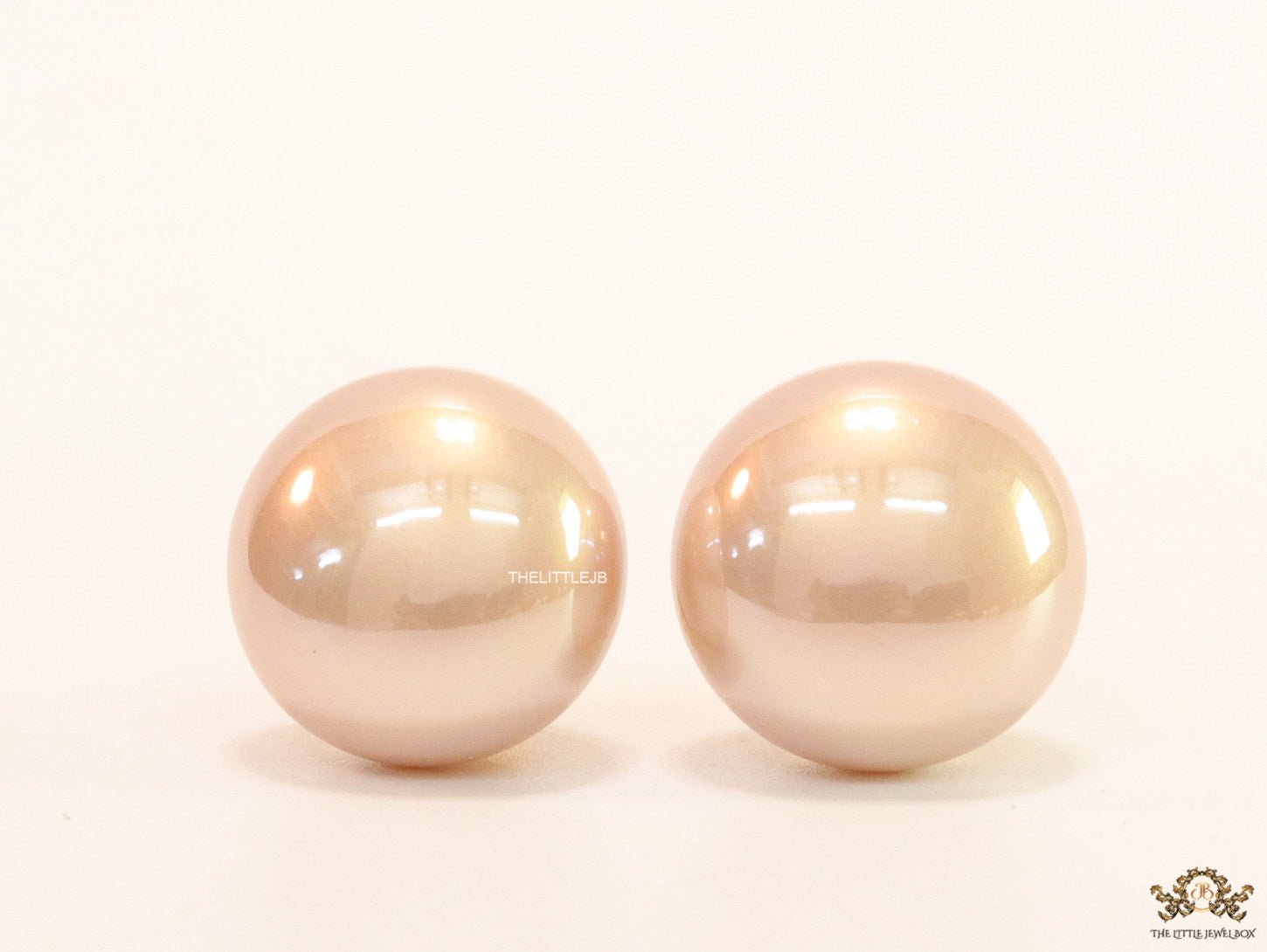 20mm button shape soft pink pearl studs