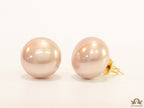 20mm button shape soft pink pearl studs