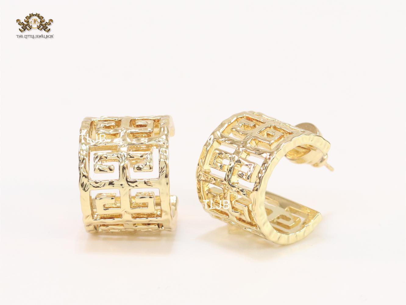Double F gold small hoops