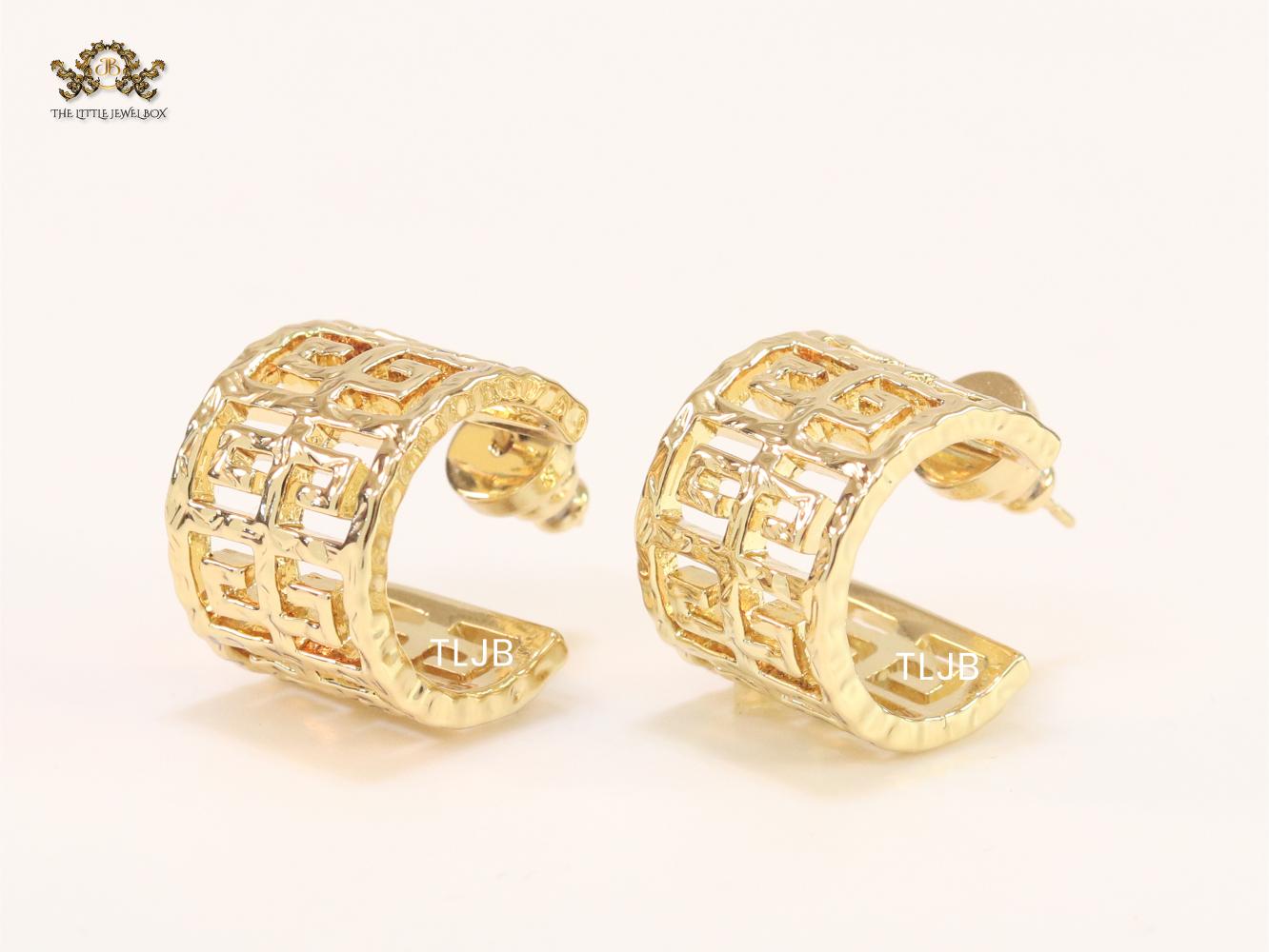 Double F gold small hoops