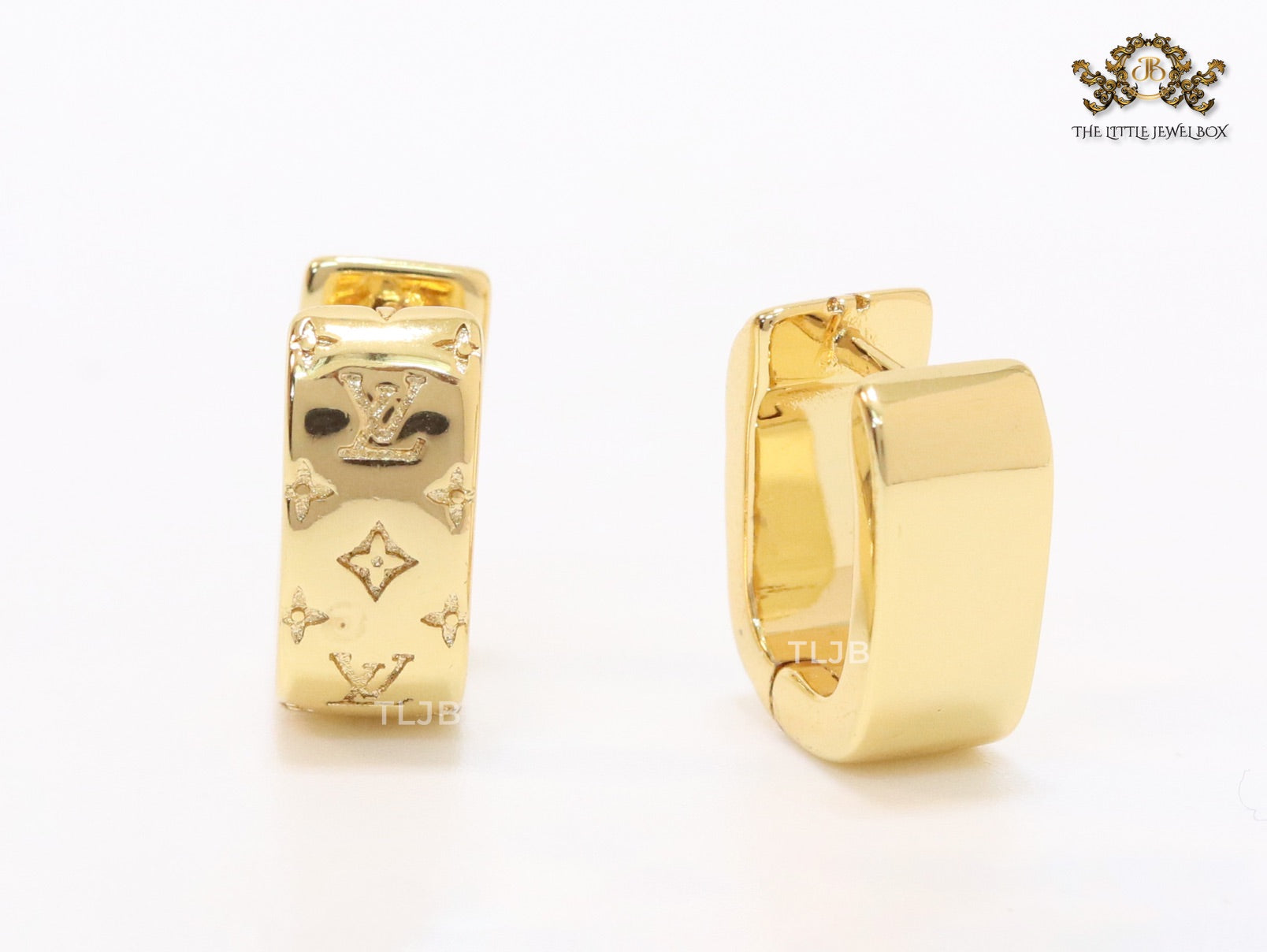 Alphabet L and V embossed hoops