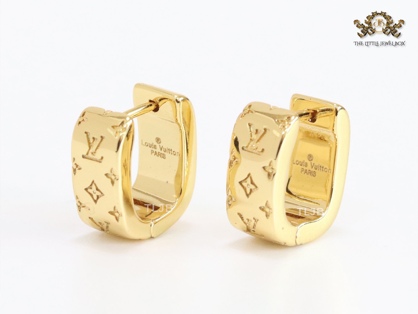 Alphabet L and V embossed hoops