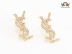 Alphabet Y gold CZ earrings