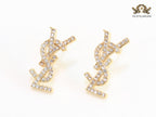 Alphabet Y gold CZ earrings
