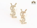 Alphabet Y gold CZ earrings