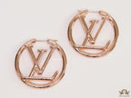 Rose Gold plated L and V alphabet hoops 40 mm