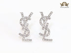 Alphabet Y platinum CZ earrings