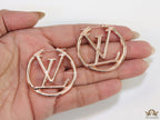 Rose Gold plated L and V alphabet hoops 40 mm