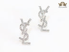 Alphabet Y platinum CZ earrings