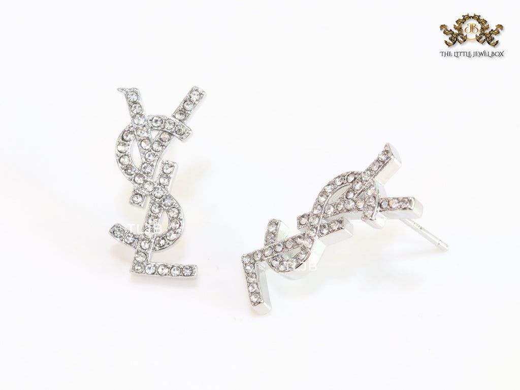 Alphabet Y platinum CZ earrings