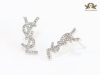 Alphabet Y platinum CZ earrings