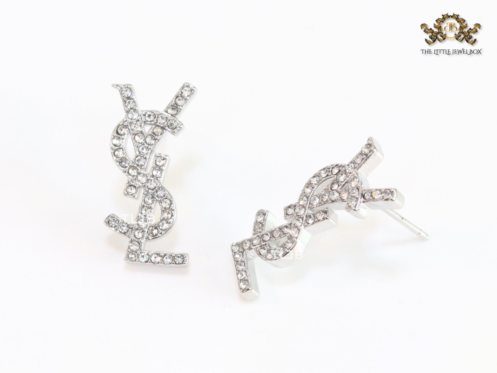 Alphabet Y platinum CZ earrings
