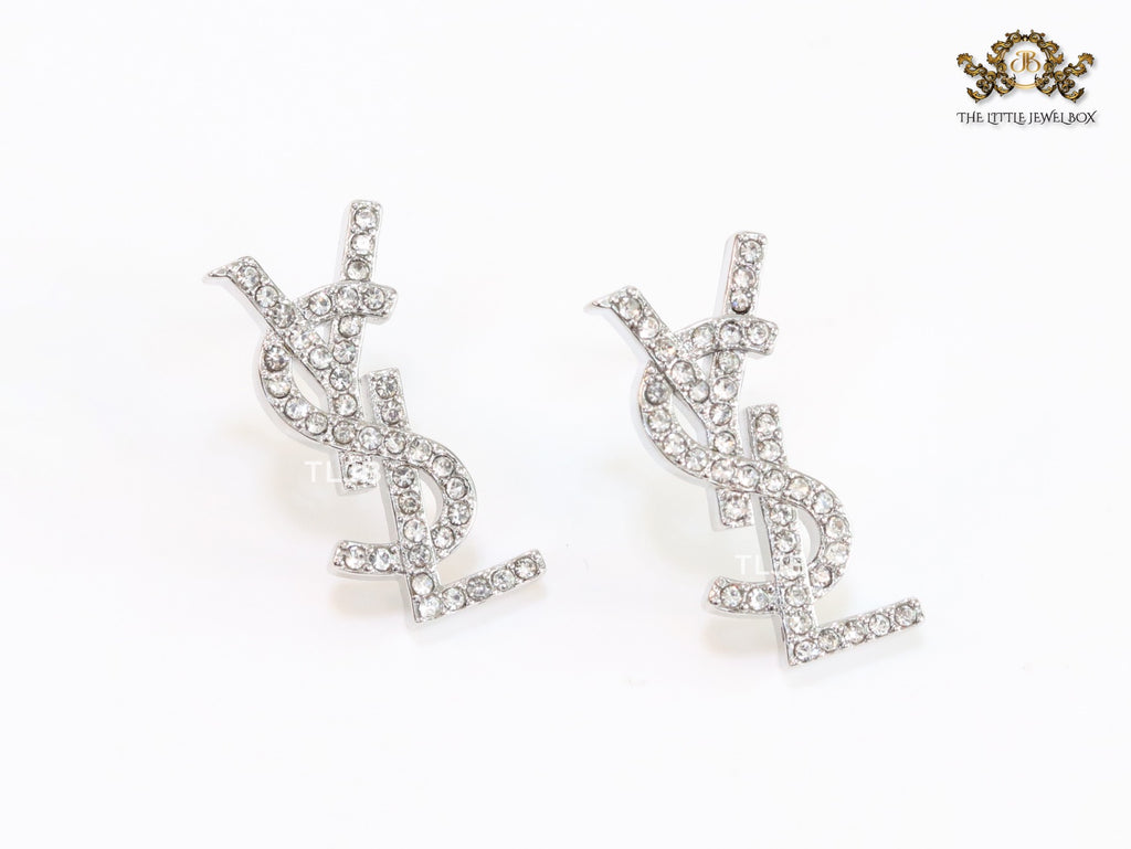 Alphabet Y platinum CZ earrings