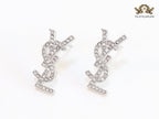 Alphabet Y platinum CZ earrings
