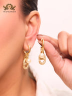 Alphabet CD earrings with cz and pearl charm