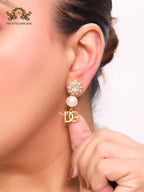 Alphabet DG gold, pearl and cz earrings