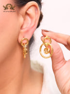 Alphabet CD round gold earrings