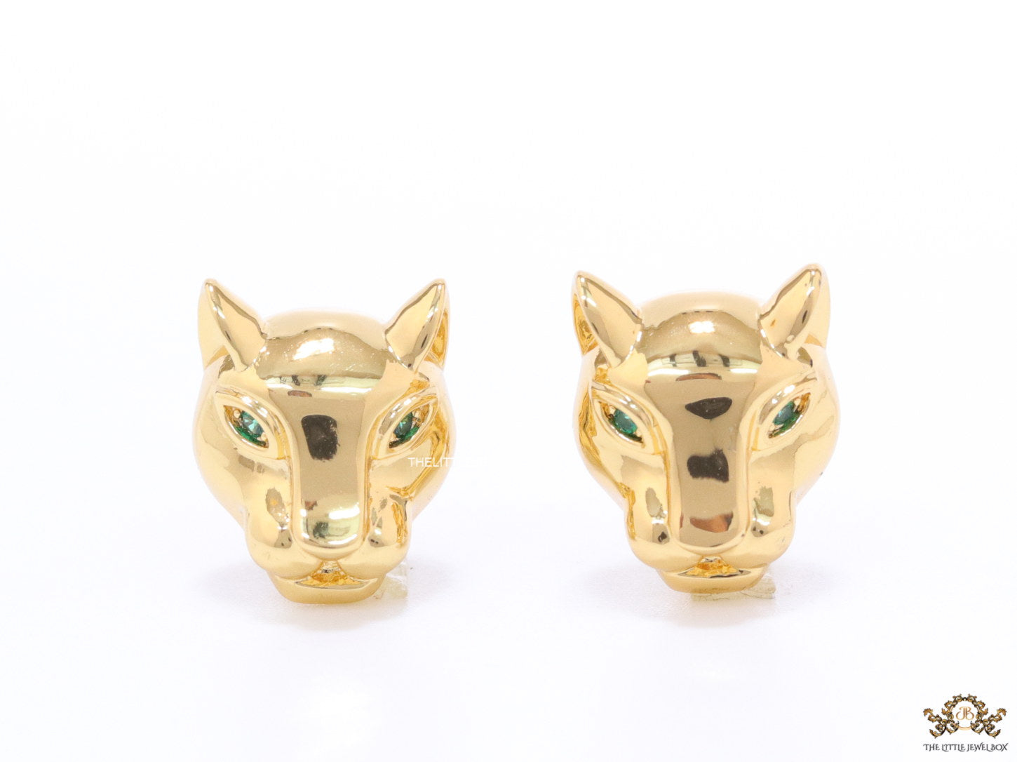 Golden panther face studs