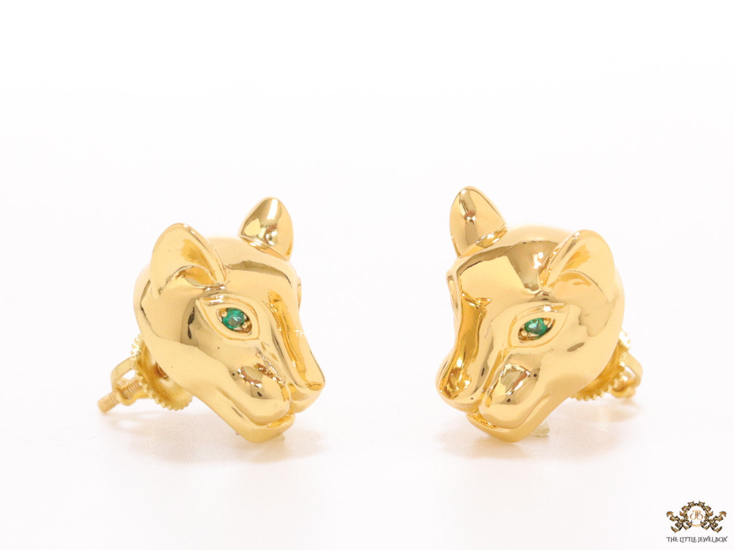 Golden panther face studs