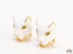 White and  golden panther face studs