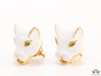 White and  golden panther face studs