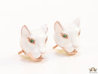 White and rose gold panther face studs