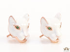 White and rose gold panther face studs