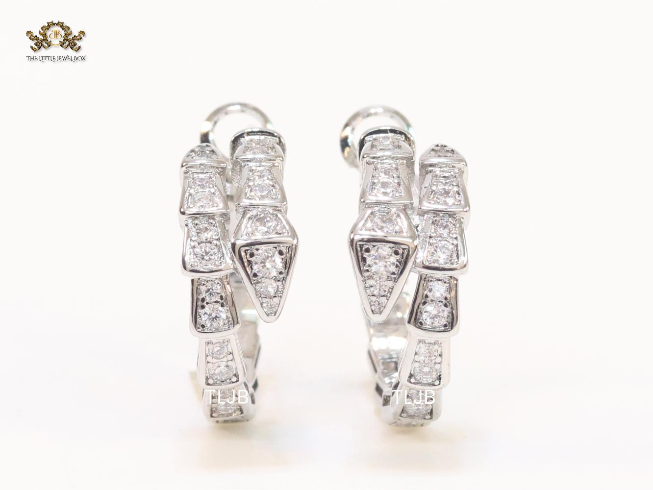Silver plated serpentine hoops