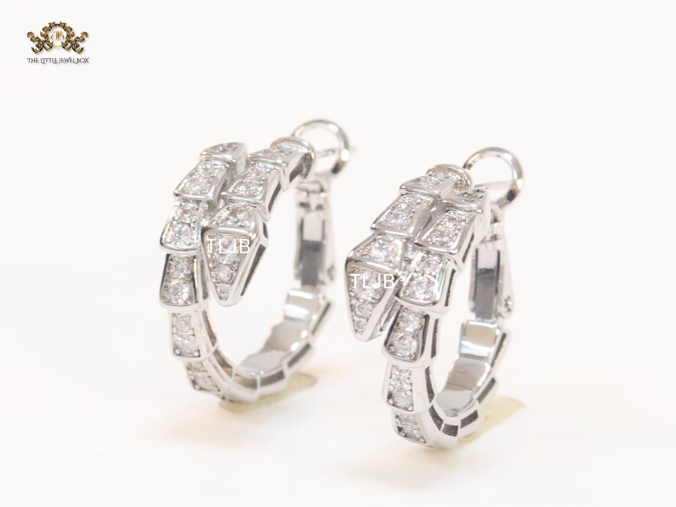 Silver plated serpentine hoops