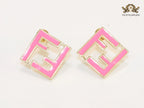 Pink Double F gold studs
