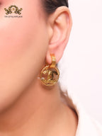 Double C detachable gold earrings