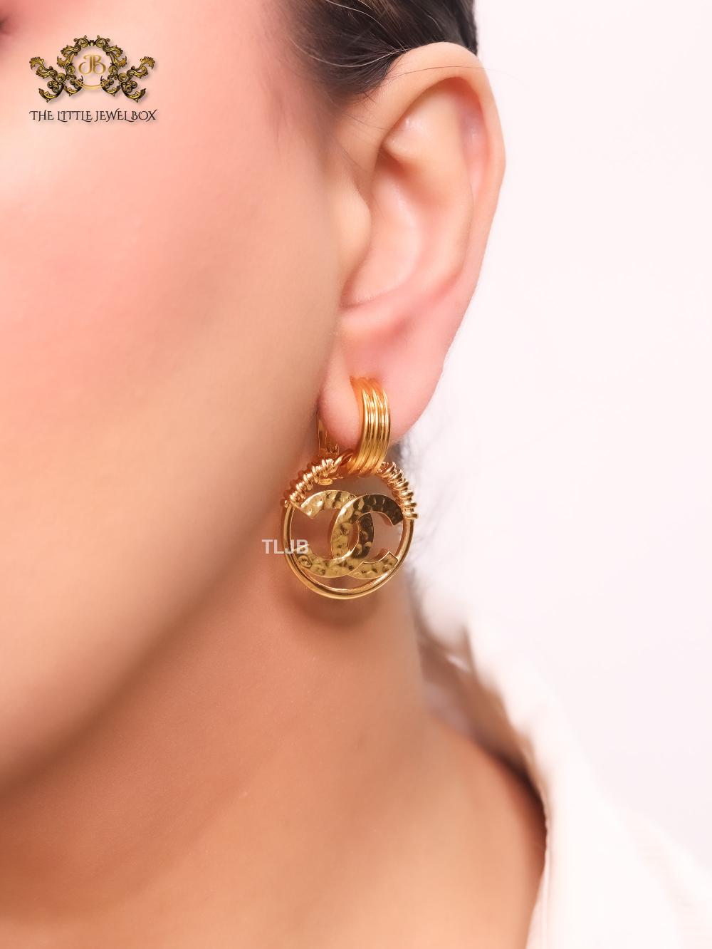 Double C detachable gold earrings