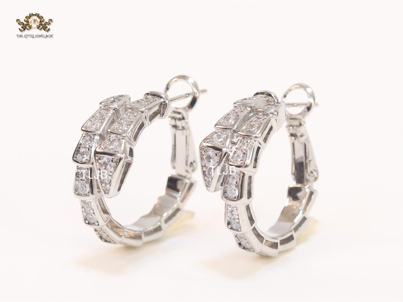 Silver plated serpentine hoops