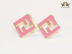 Pink Double F gold studs
