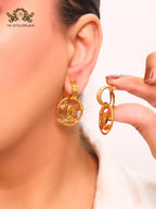 Double C detachable gold earrings