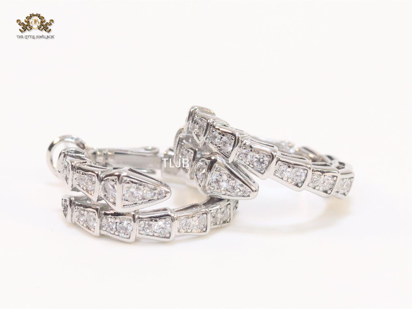 Silver plated serpentine hoops