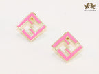 Pink Double F gold studs