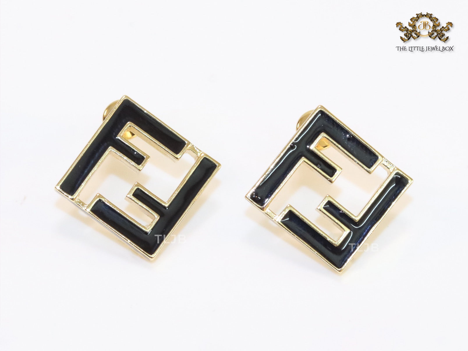 Black Double F gold studs