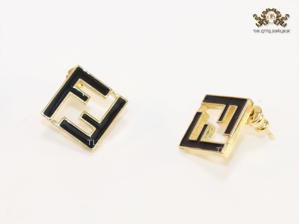 Black Double F gold studs