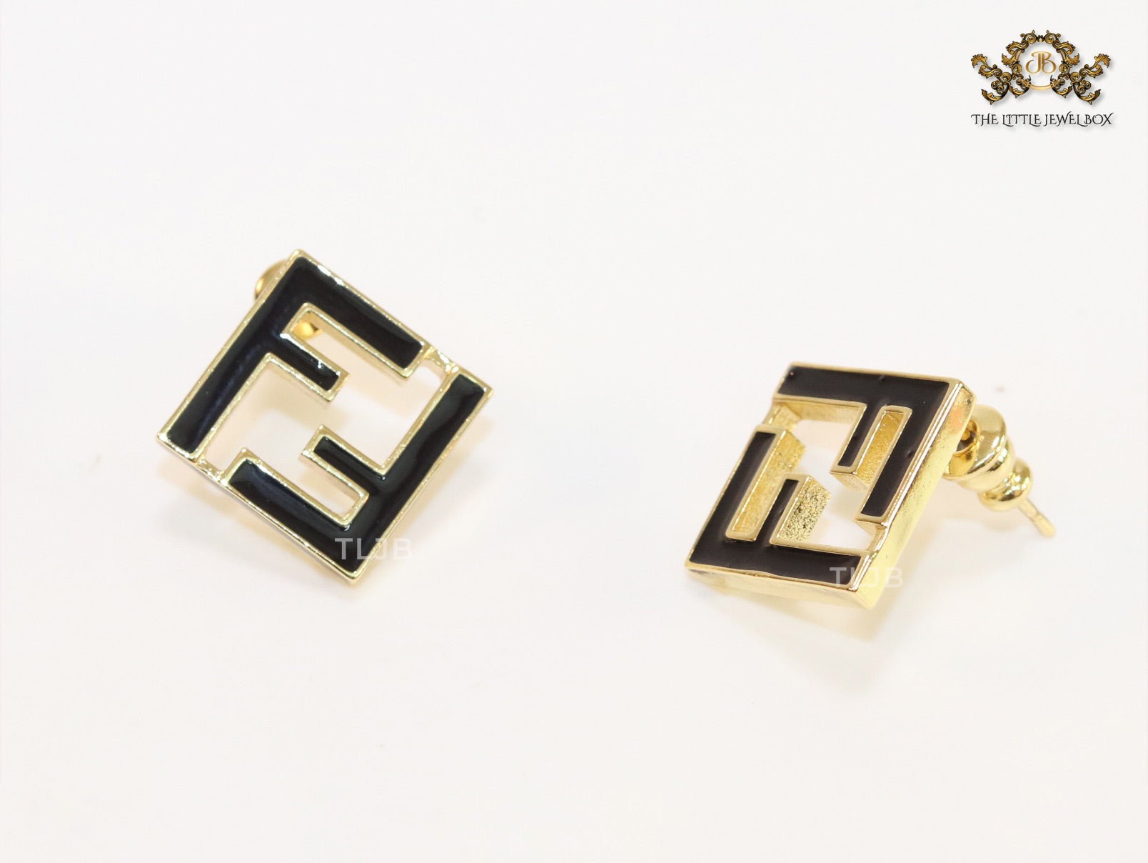Black Double F gold studs