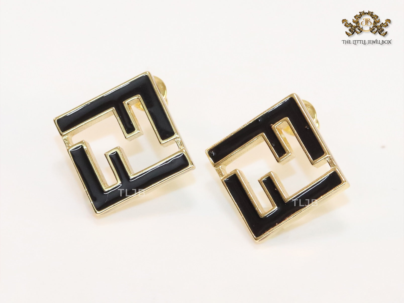 Black Double F gold studs