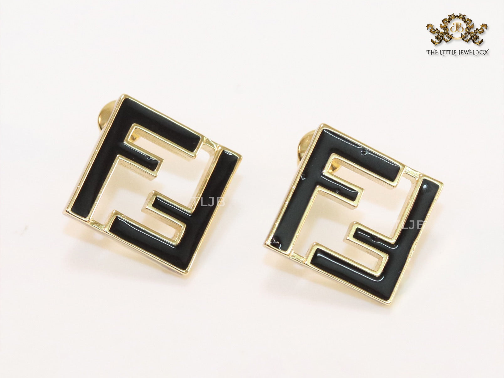 Black Double F gold studs