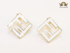White Double F gold studs