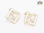 White Double F gold studs