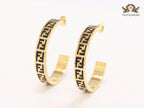 Black Double F gold hoops
